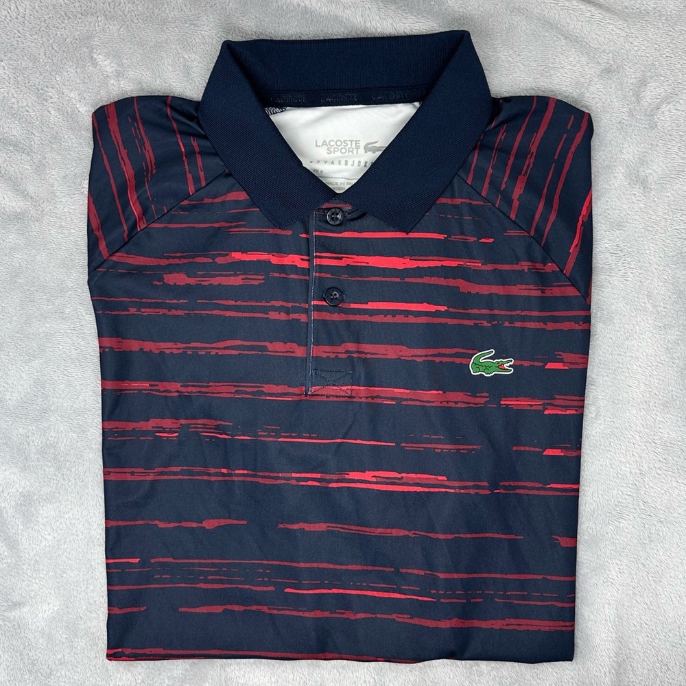 Lacoste Sport Novak Djokovic Navy and Red Men’s Polo Shirt XL
